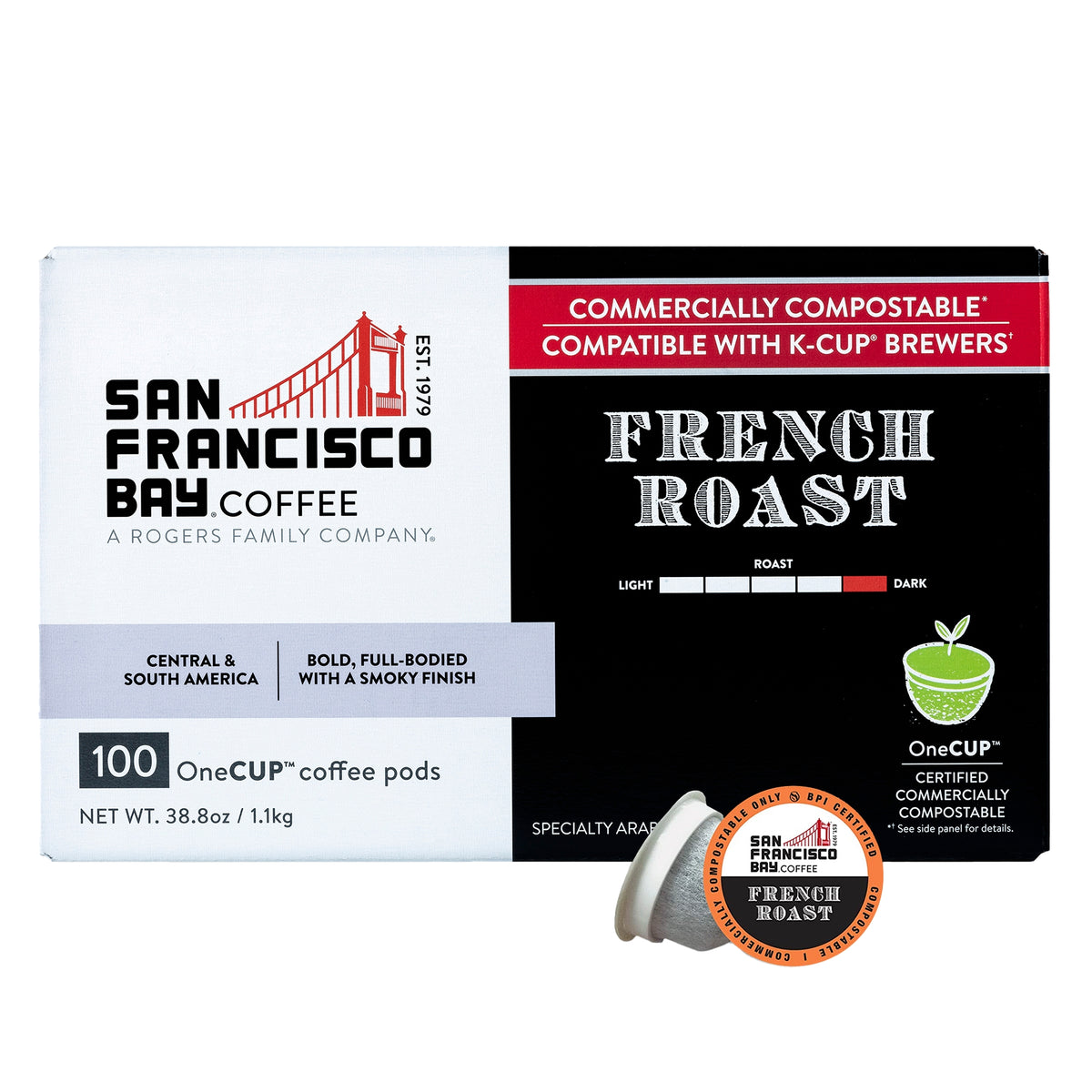 San Francisco Bay French Roast Coffee, Dark Roast, OneCup Single Serve, 100 ct — original product image 2 of 3