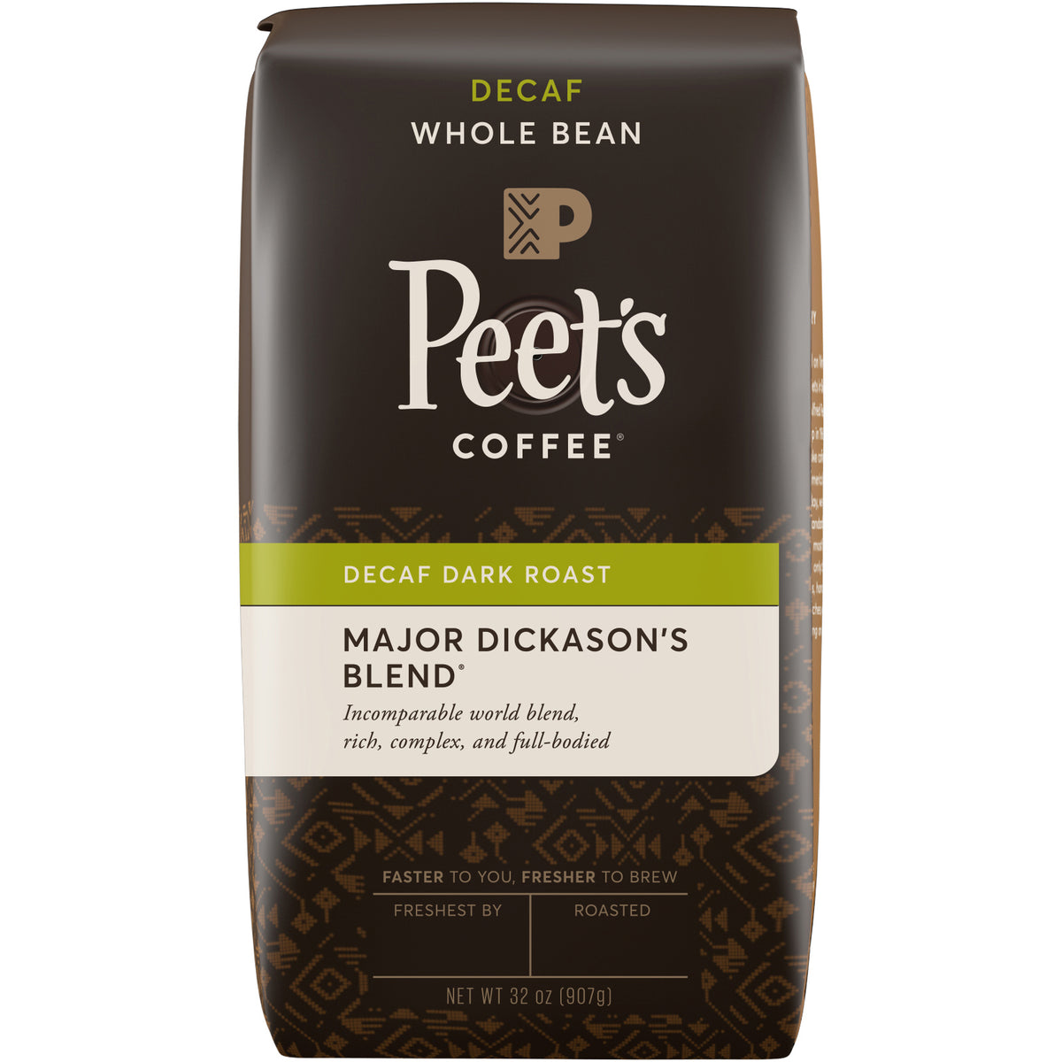 Peet's Coffee Decaf Major Dickason's Blend Whole Bean Coffee, Dark Roast, 2 lbs — original product image 1 of 2