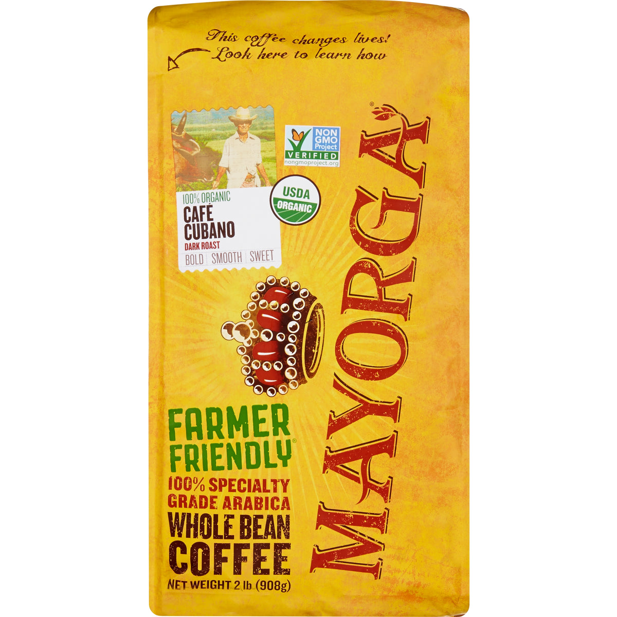 Mayorga Coffee Organic Whole Bean Café Cubano, Dark Roast, 2 lbs — original product image 1 of 1