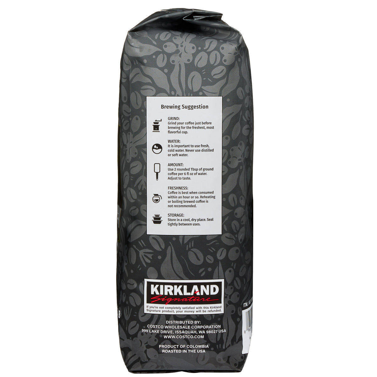 Kirkland Signature Colombian Supremo Whole Bean Coffee, Medium Roast, 3 lbs — original product image 3 of 5