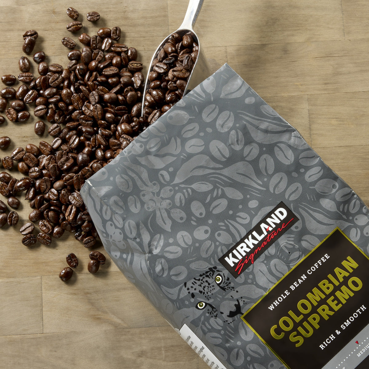 Kirkland Signature Colombian Supremo Whole Bean Coffee, Medium Roast, 3 lbs — original product image 5 of 5