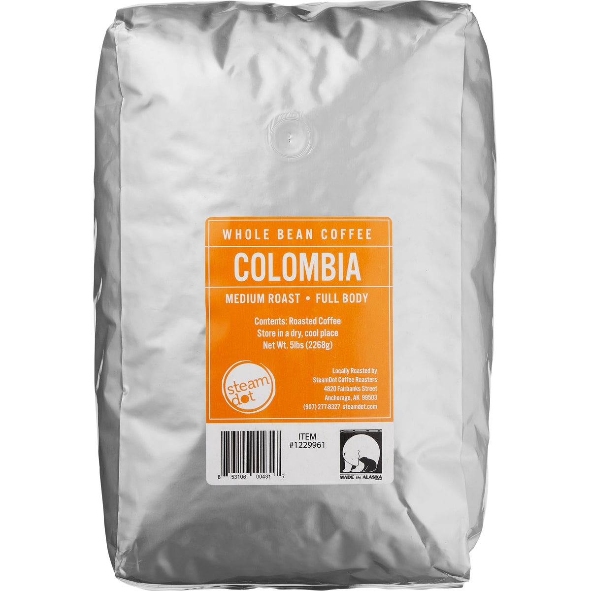 SteamDot Colombia Whole Bean Coffee, Medium Roast, 5 lbs — original product image 1 of 1