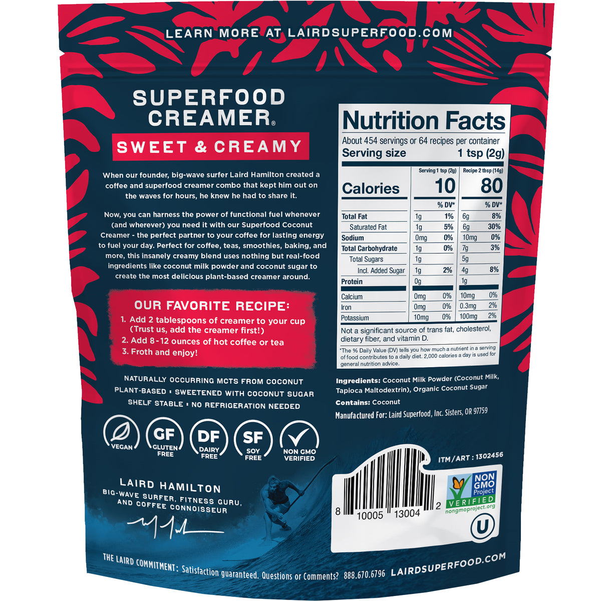 Laird Superfood Powdered Coffee Creamer, Non-Dairy, Sweet and Creamy, 32 oz — original product image 2 of 2