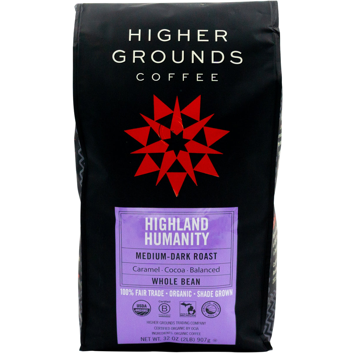 Higher Grounds Highland Humanity Whole Bean Coffee, Medium Dark Roast, 2 lbs — original product image 1 of 1
