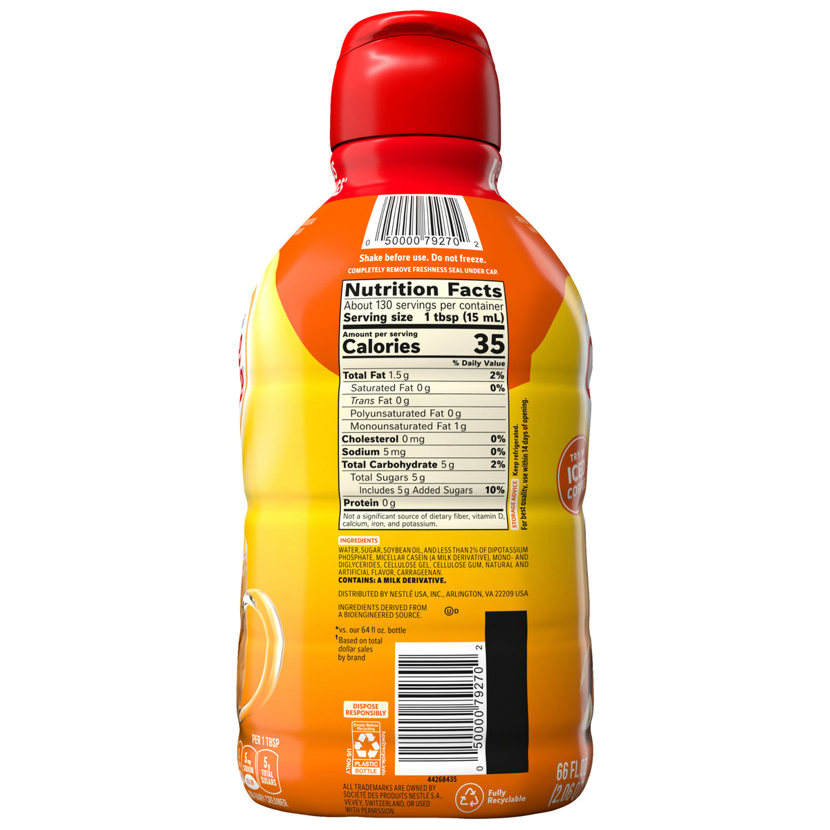 Coffee mate Liquid Coffee Creamer, Non-Dairy, Hazelnut, 66 fl oz — original product image 2 of 2