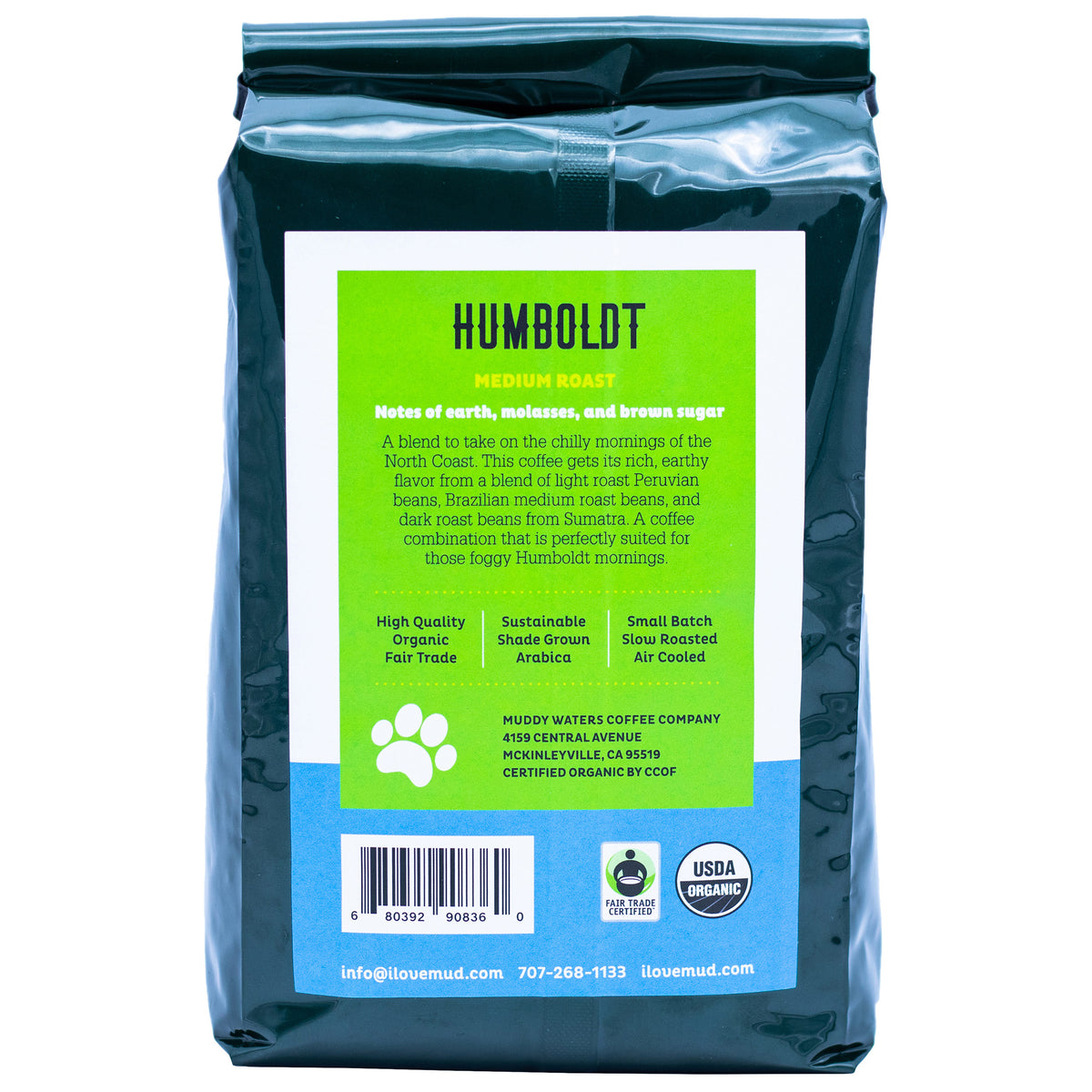 Muddy Waters Coffee Company Humboldt Whole Bean Coffee, Medium Roast, 2 lbs — original product image 2 of 2