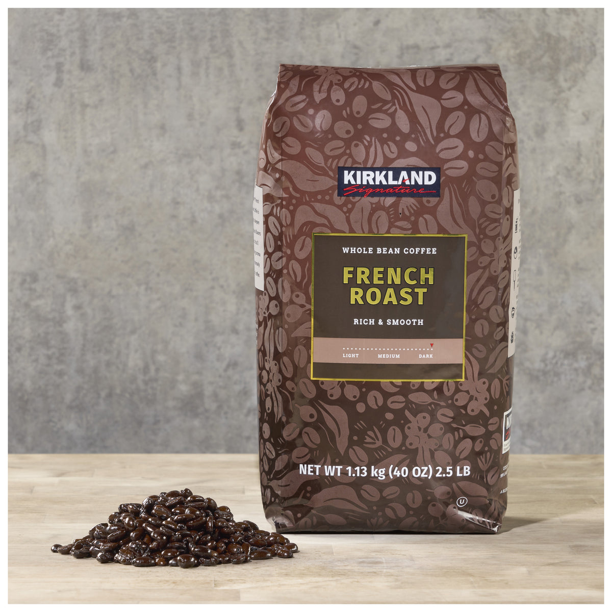 Kirkland Signature Whole Bean Coffee, French Roast, 2.5 lbs — original product image 3 of 4