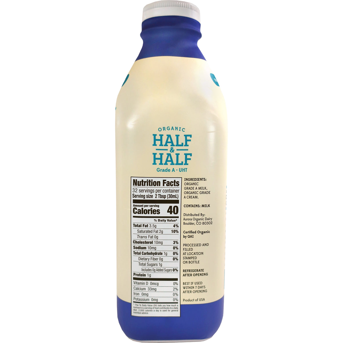 High Meadow Organic Half & Half, 32 fl oz, 2 ct — original product image 2 of 2