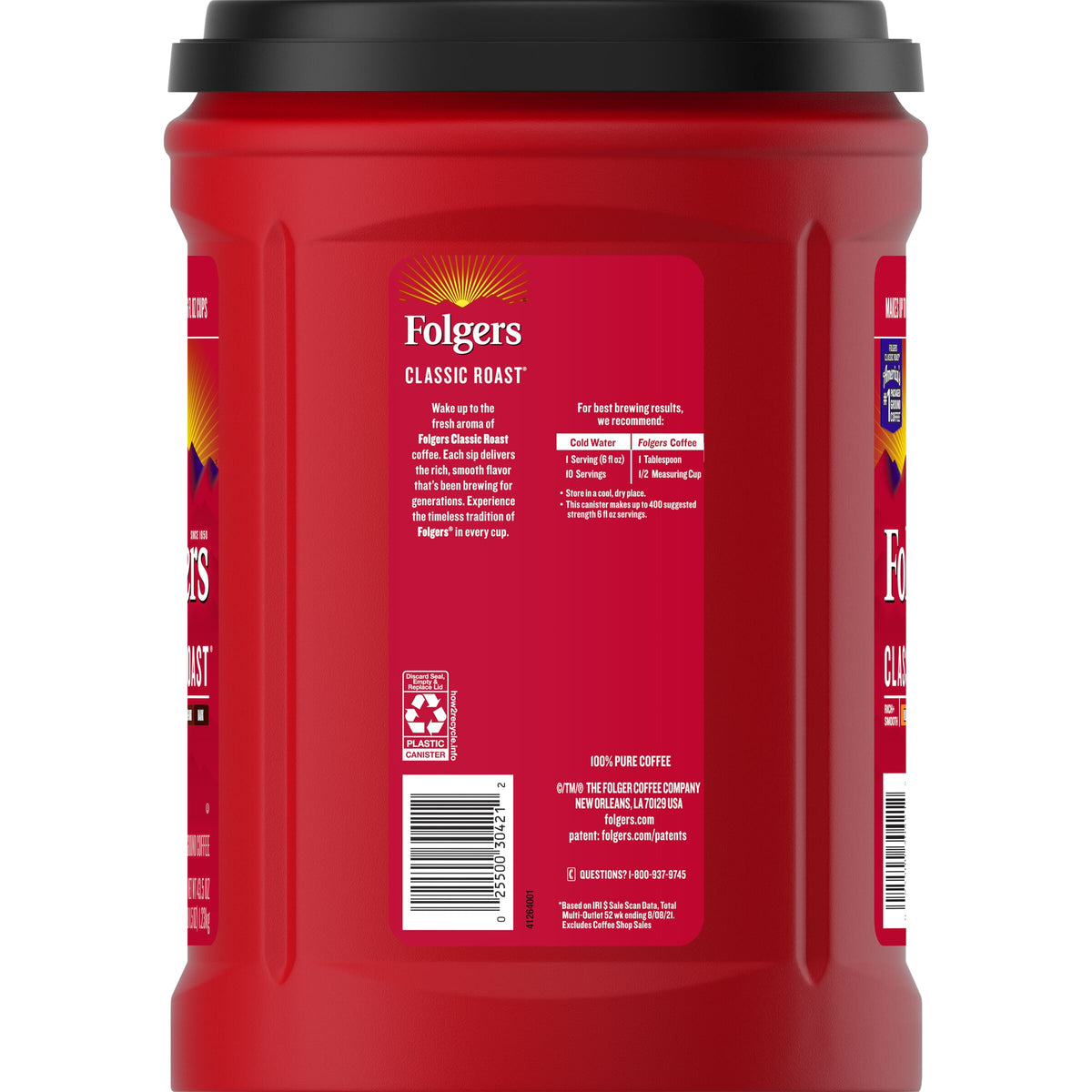 Folgers Classic Roast Ground Coffee, Medium Roast, 43.5 oz — original product image 2 of 3