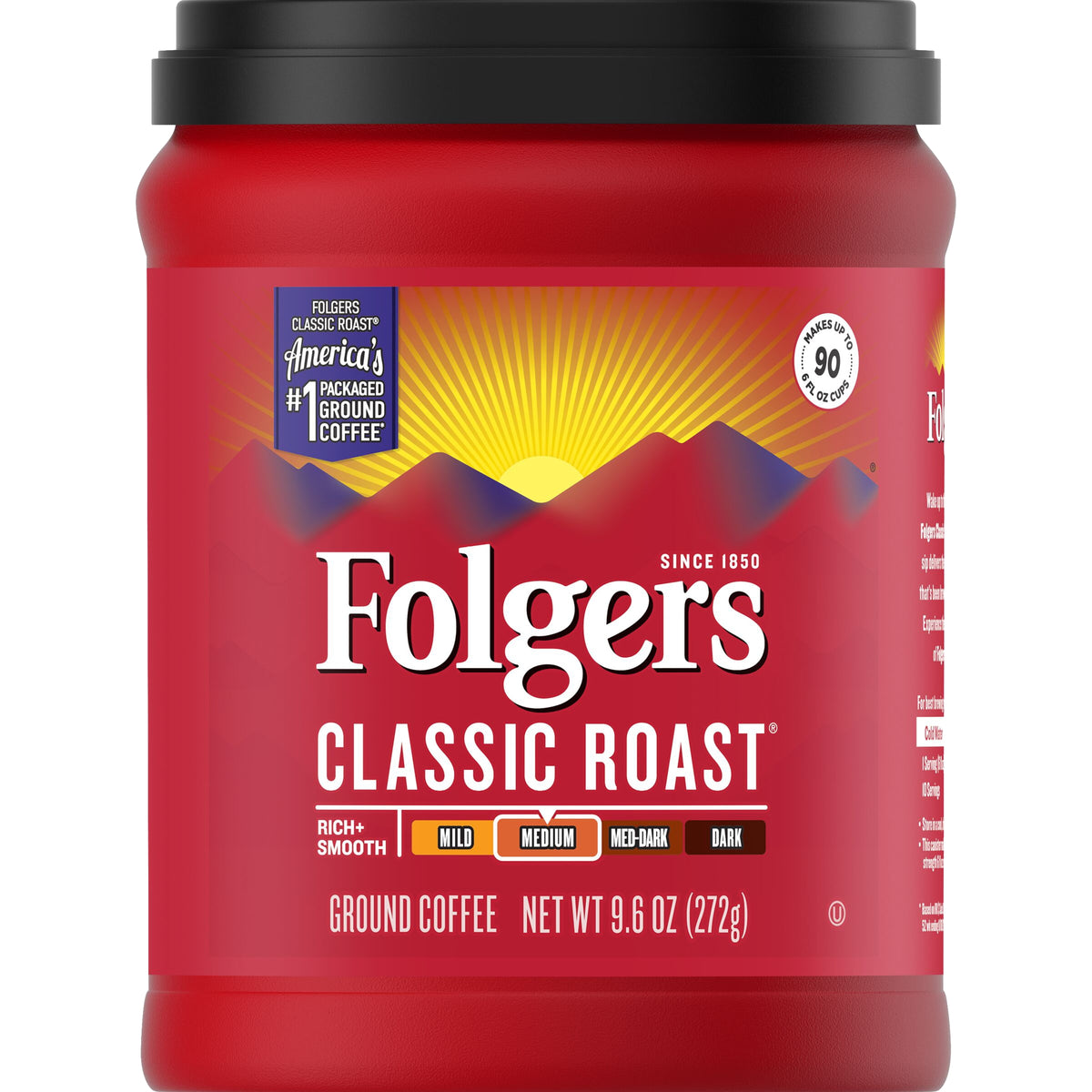 Folgers Classic Roast Ground Coffee, Medium Roast, 9.6 oz, 6 ct — original product image 1 of 3