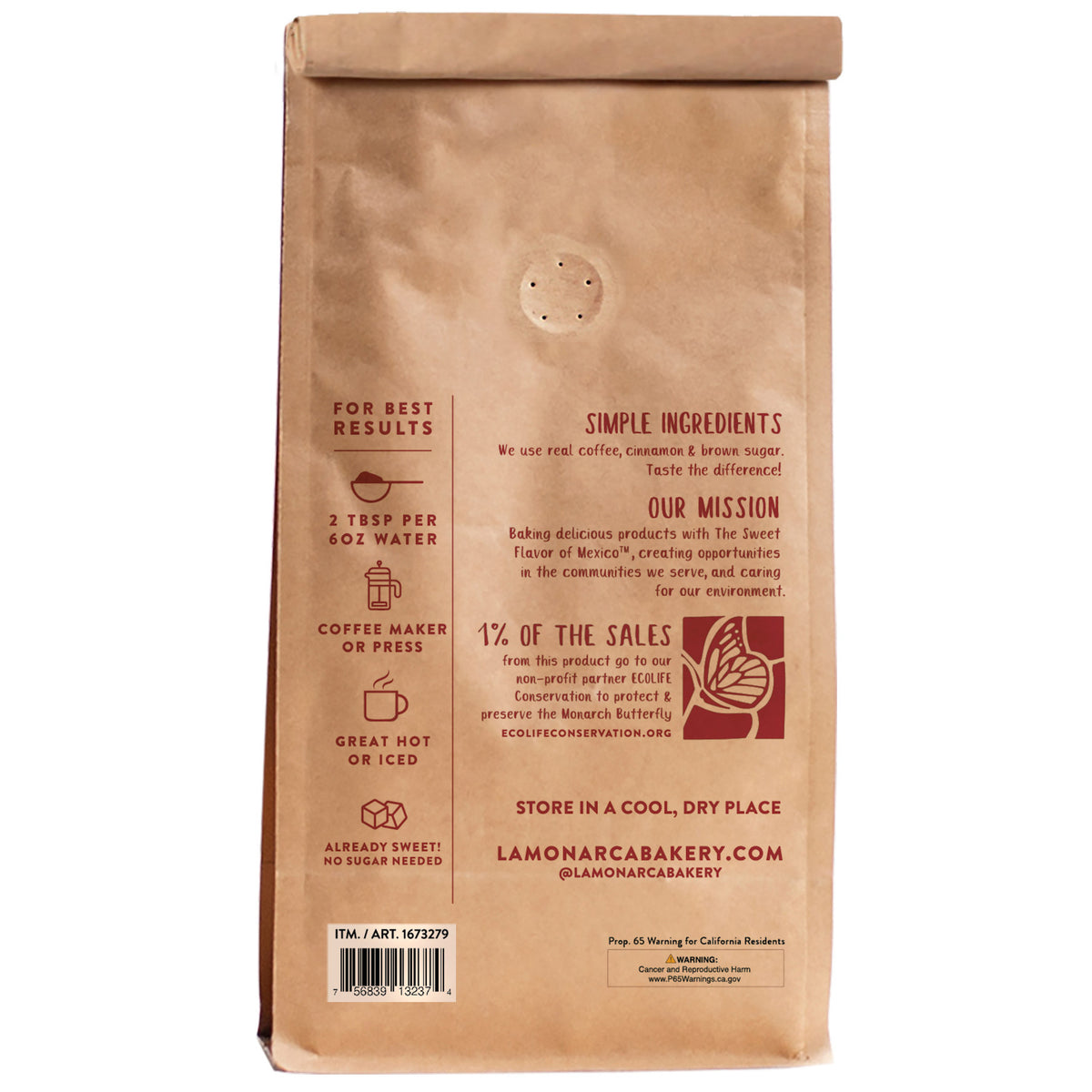 La Monarca Bakery Cafe De Olla Ground Coffee, 40 oz — original product image 2 of 4