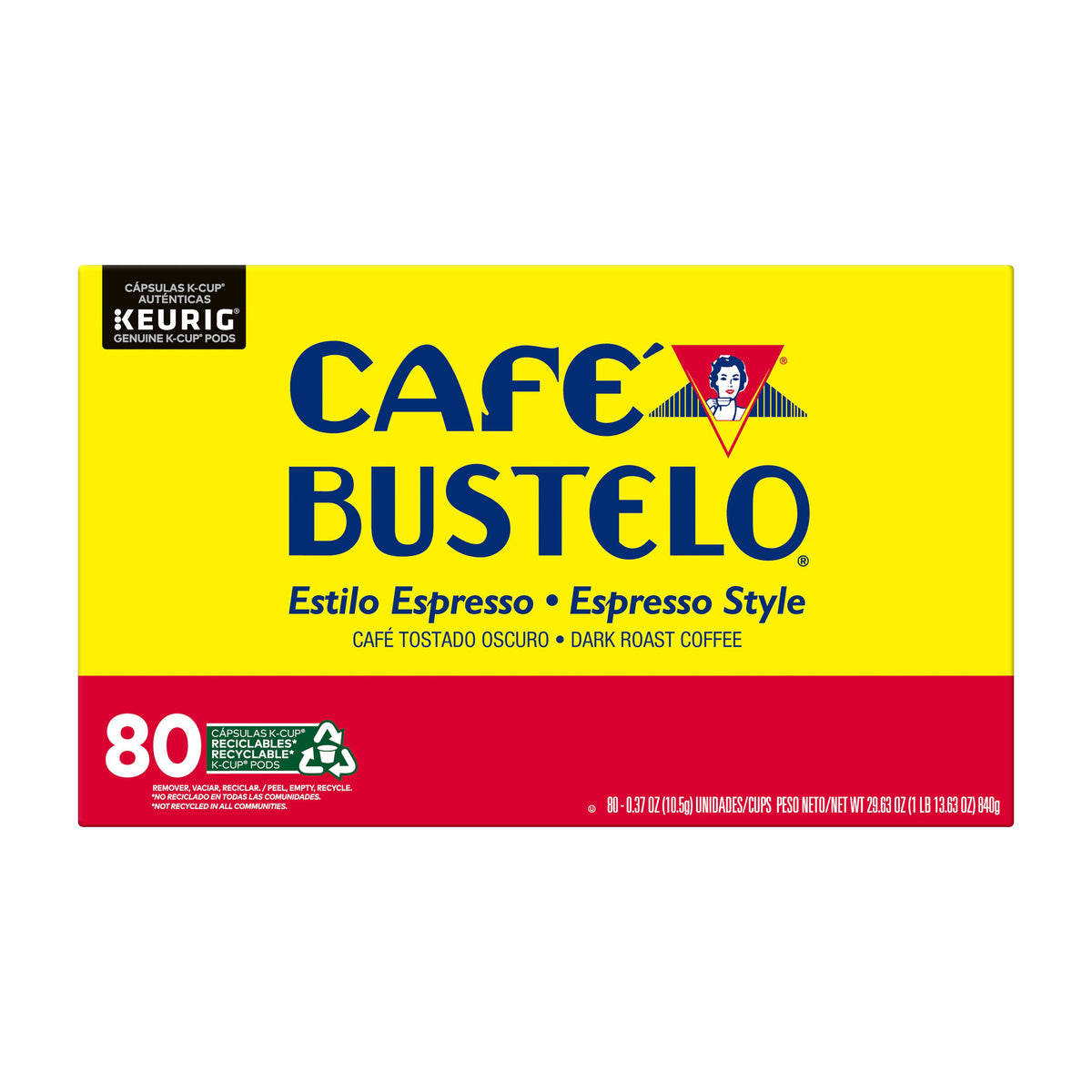 Café Bustelo Espresso Style Coffee, Dark Roast, Keurig K-Cup Pods, 80 ct — original product image 1 of 2