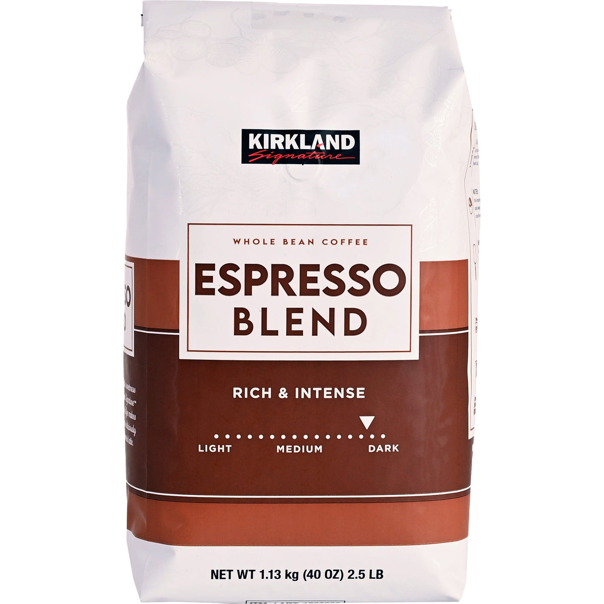Kirkland Signature Espresso Blend Whole Bean Coffee, Dark Roast, 2.5 lbs — original product image 1 of 3
