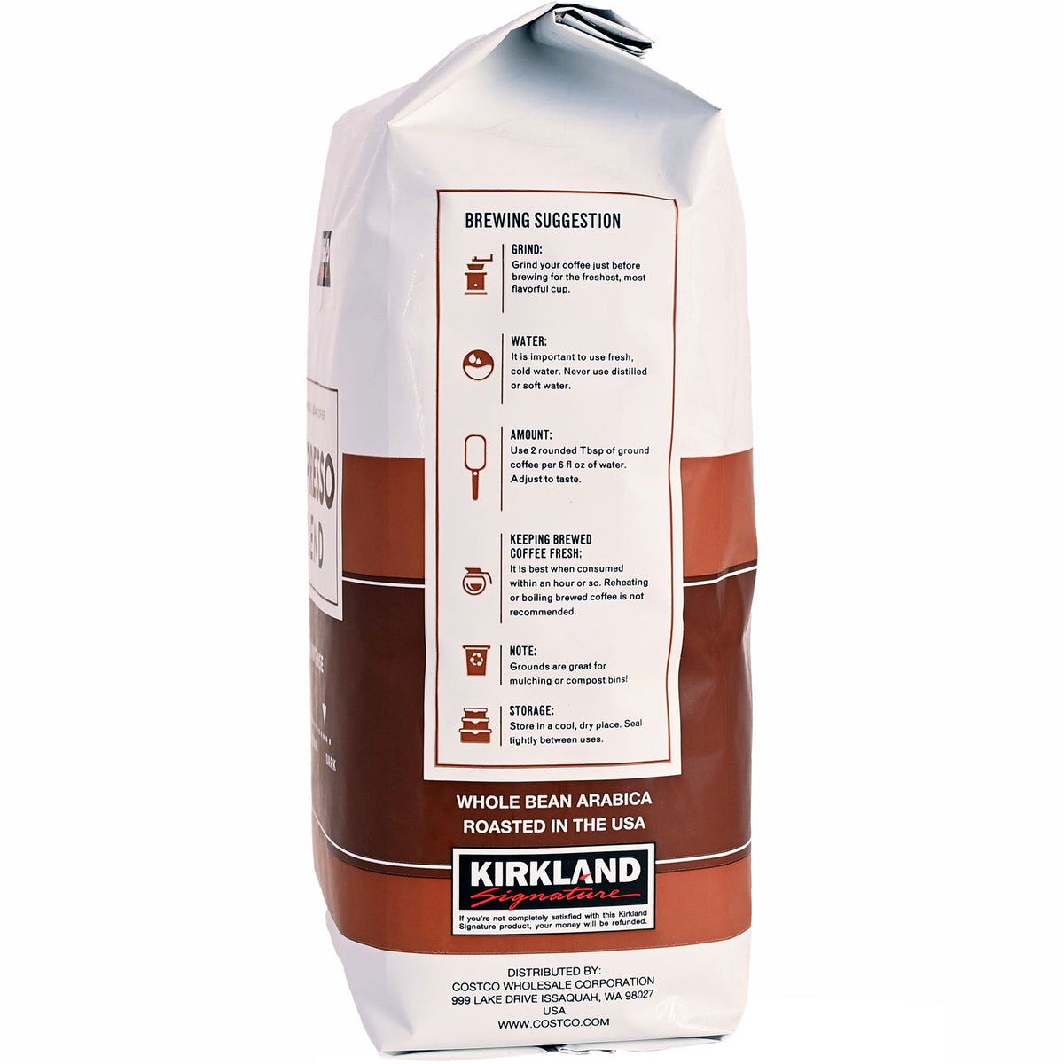 Kirkland Signature Espresso Blend Whole Bean Coffee, Dark Roast, 2.5 lbs — original product image 3 of 3