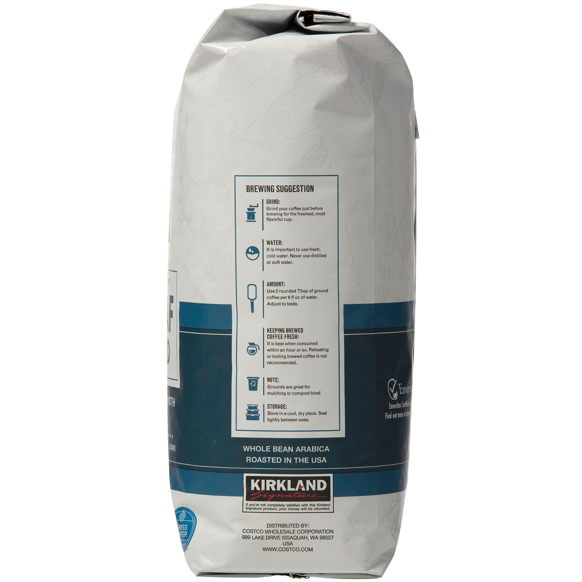 Kirkland Signature Decaf House Blend Whole Bean Coffee, Medium Roast, 2.5 lbs — original product image 2 of 4
