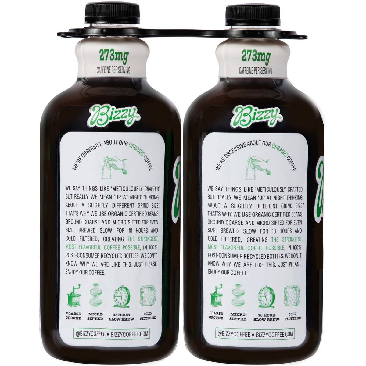 Bizzy Organic Espresso Blend Cold Brew, Unsweetened, 48 fl oz, 2 ct — original product image 3 of 3