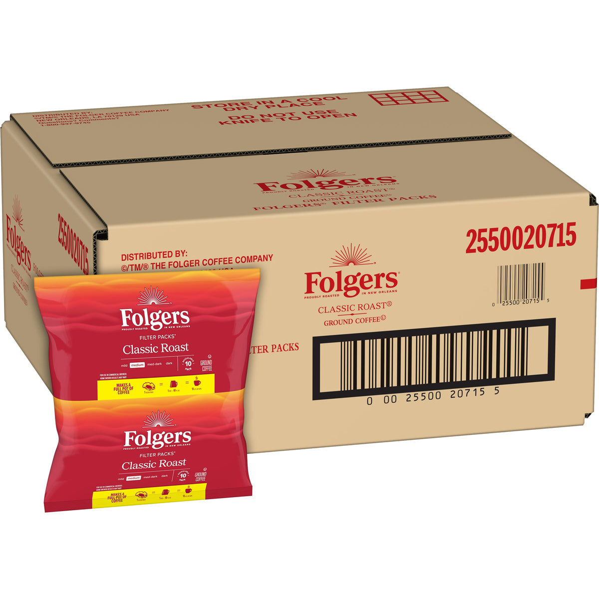 Folgers Classic Roast Ground Coffee Filter Packs, Medium Roast, 0.9 oz, 40 ct — original product image 1 of 3
