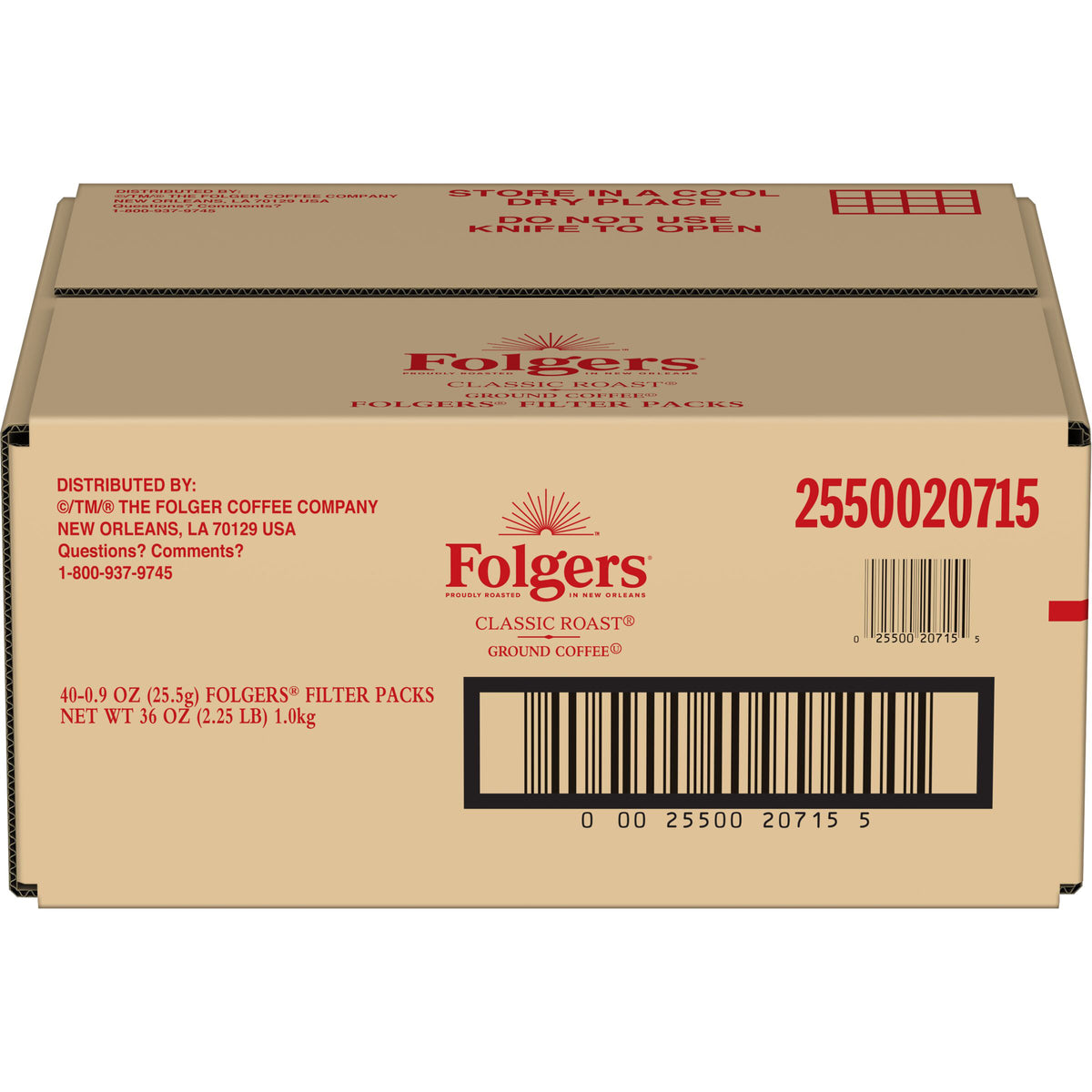 Folgers Classic Roast Ground Coffee Filter Packs, Medium Roast, 0.9 oz, 40 ct — original product image 2 of 3