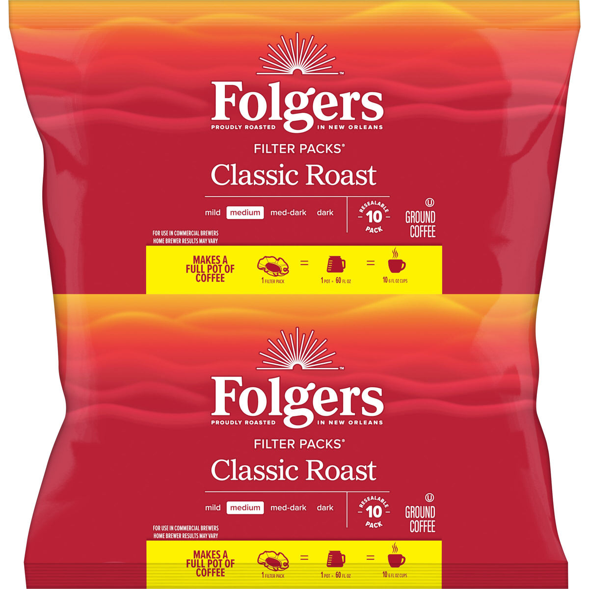 Folgers Classic Roast Ground Coffee Filter Packs, Medium Roast, 0.9 oz, 40 ct — original product image 3 of 3