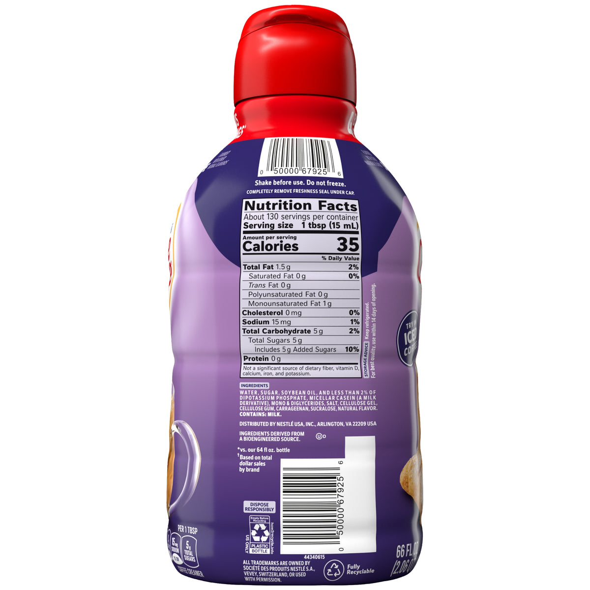 Coffee mate Liquid Coffee Creamer, Non-Dairy, Italian Sweet Crème, 66 fl oz — original product image 2 of 2
