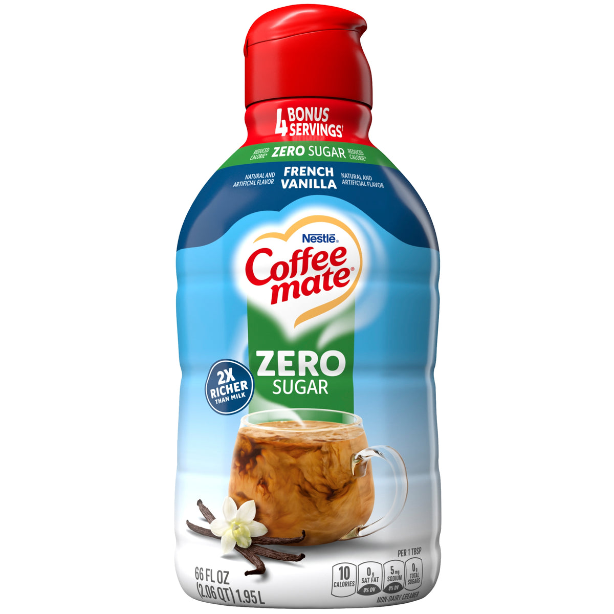 Coffee mate Liquid Coffee Creamer, Non-Dairy, Zero Sugar, French Vanilla, 66 fl oz — original product image 1 of 2