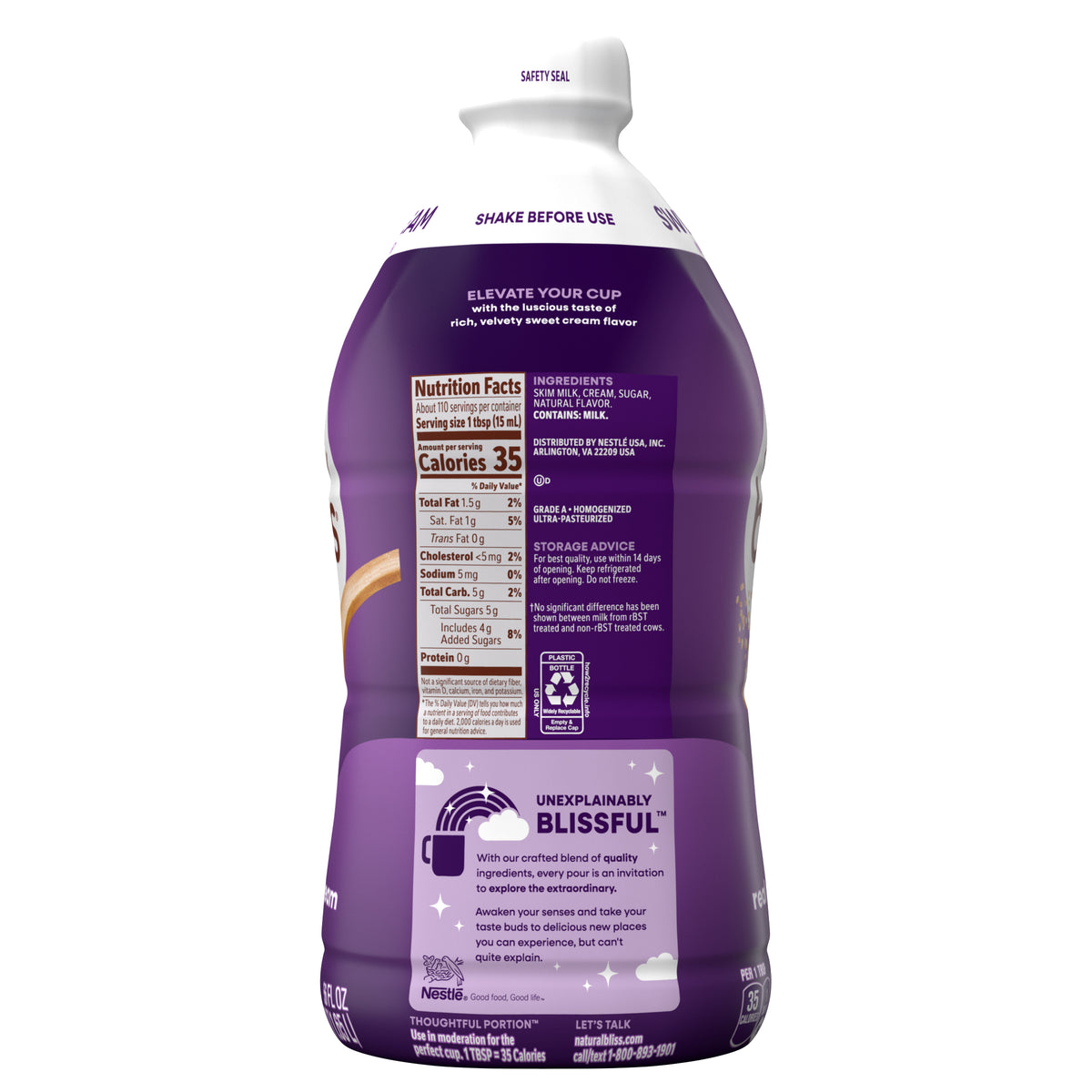 Coffee mate Natural Bliss Liquid Coffee Creamer, Sweet Cream, 56 fl oz — original product image 2 of 3