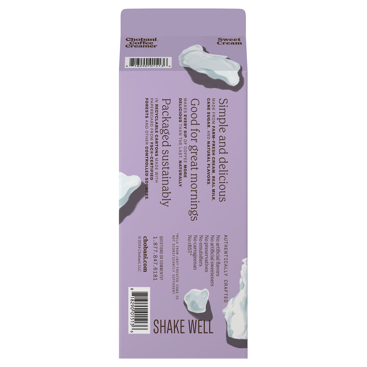 Chobani Coffee Creamer, Sweet Cream, 52 fl oz — original product image 2 of 3