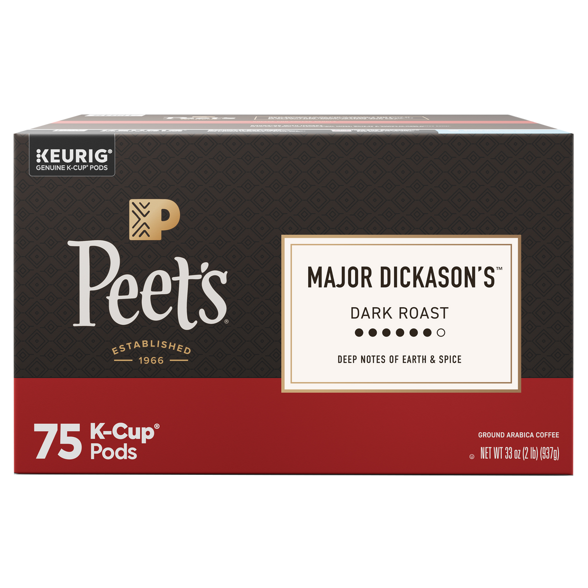 Peet's Coffee Major Dickason's Blend, Dark Roast, Keurig K-Cup Pods, 75 ct — original product image 1 of 2