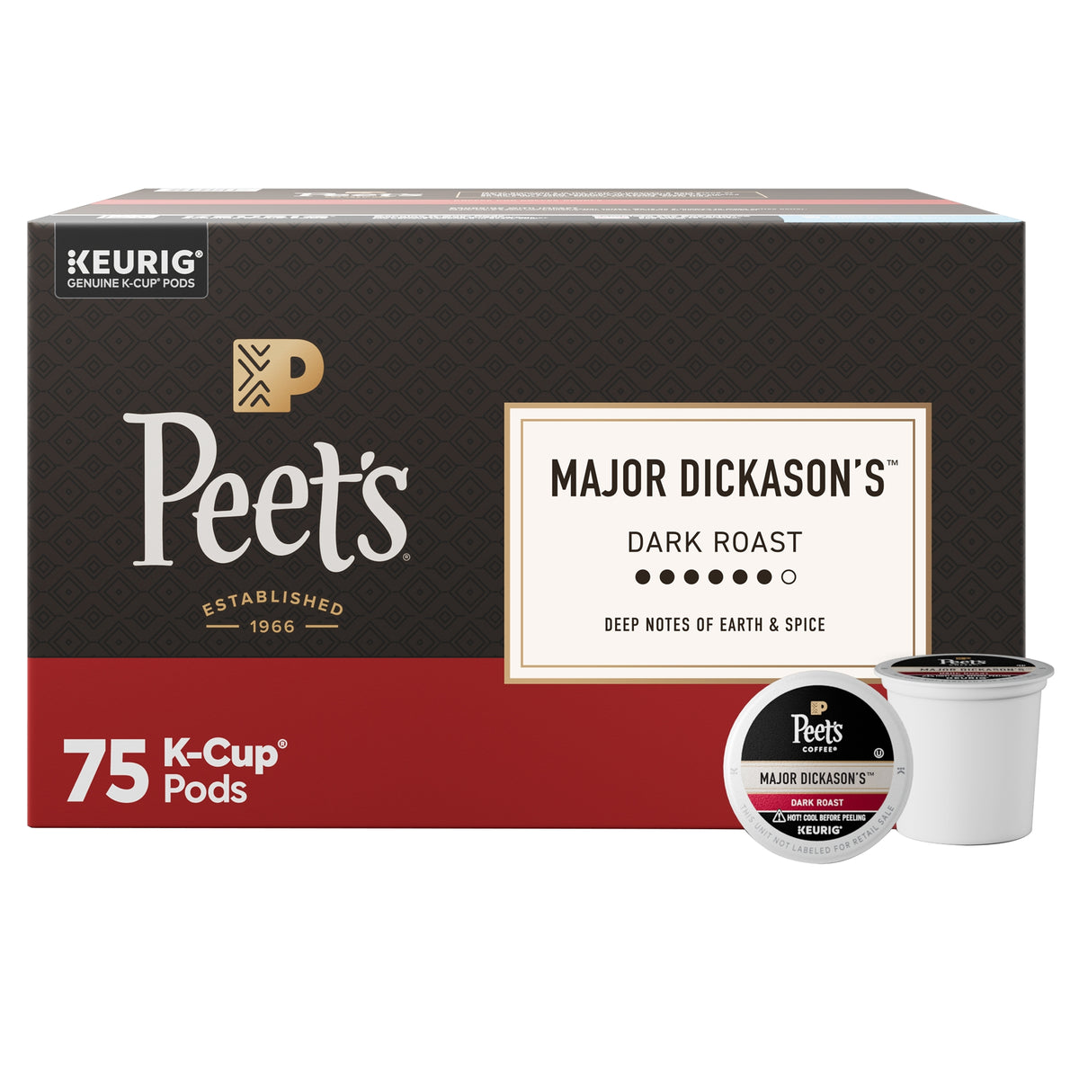 Peet's Coffee Major Dickason's Blend, Dark Roast, Keurig K-Cup Pods, 75 ct — original product image 2 of 2