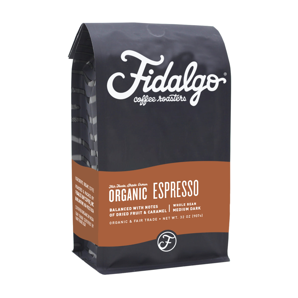 Fidalgo Coffee Roasters Organic Whole Bean Espresso, Medium Dark Roast, 2 lbs — original product image 1 of 2