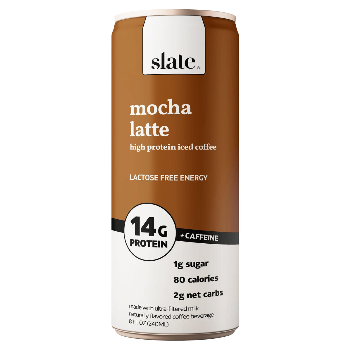 Slate High Protein Iced Coffee, Mocha Latte, 14g Protein, 8 fl oz, 16 ct — original product image 1 of 4