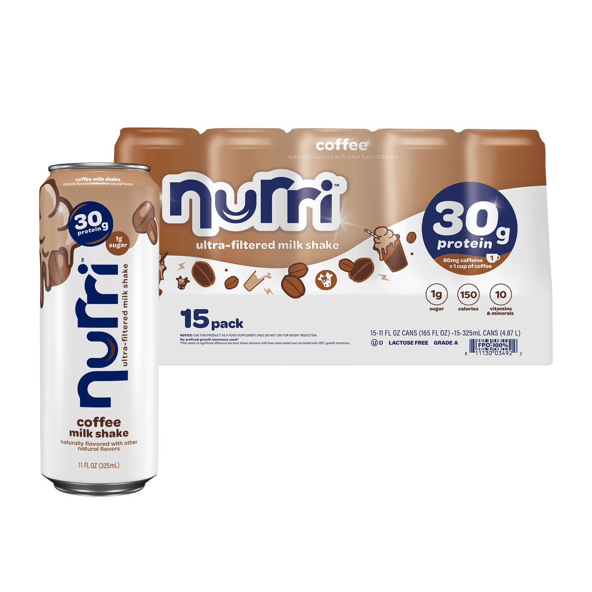 Nurri Ultra-Filtered Milk Shake, 30g Protein, Coffee, 11 fl oz, 15 ct — original product image 1 of 3