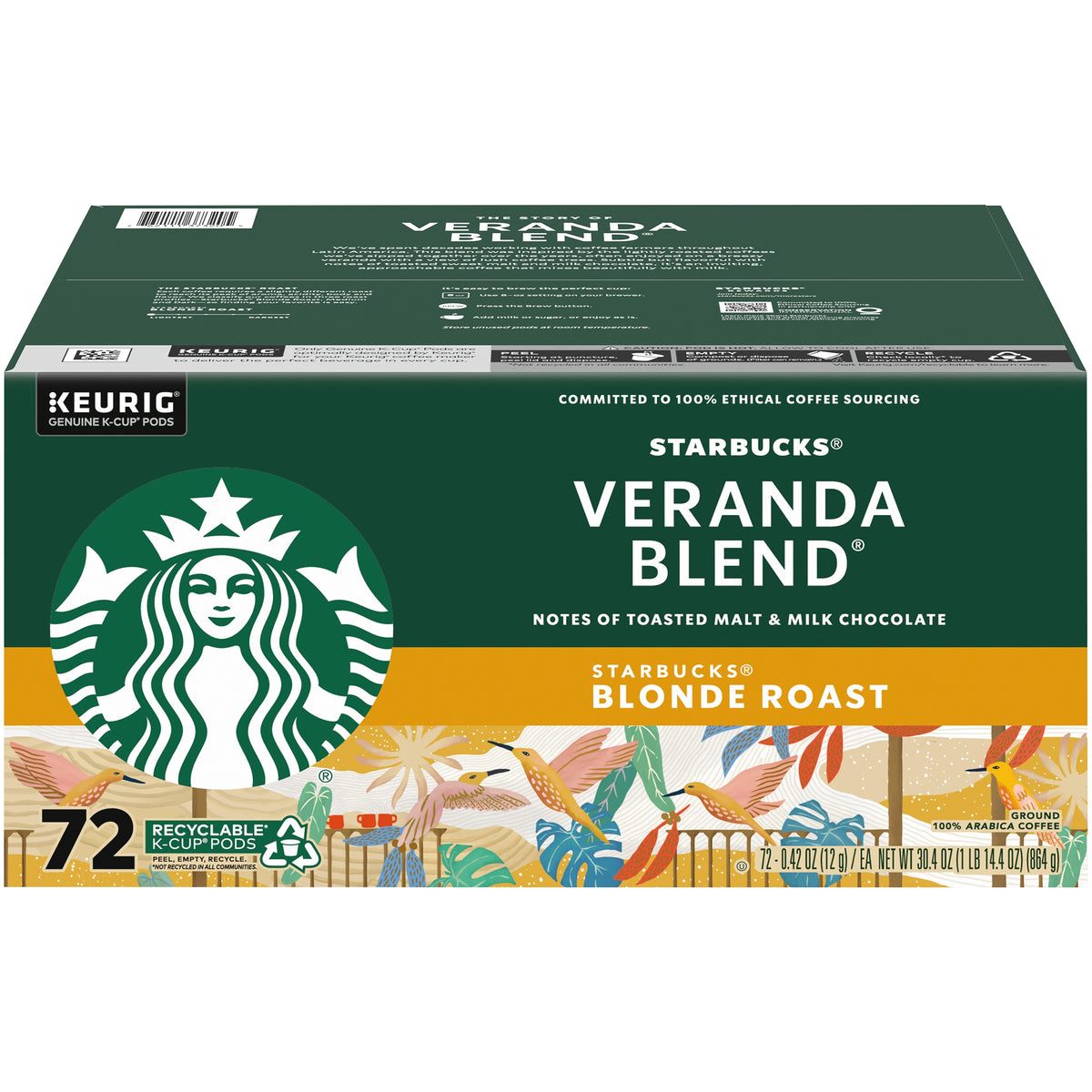 Starbucks Veranda Blend Coffee, Blonde Roast, Keurig K-Cup Pods, 72 ct — original product image 1 of 2