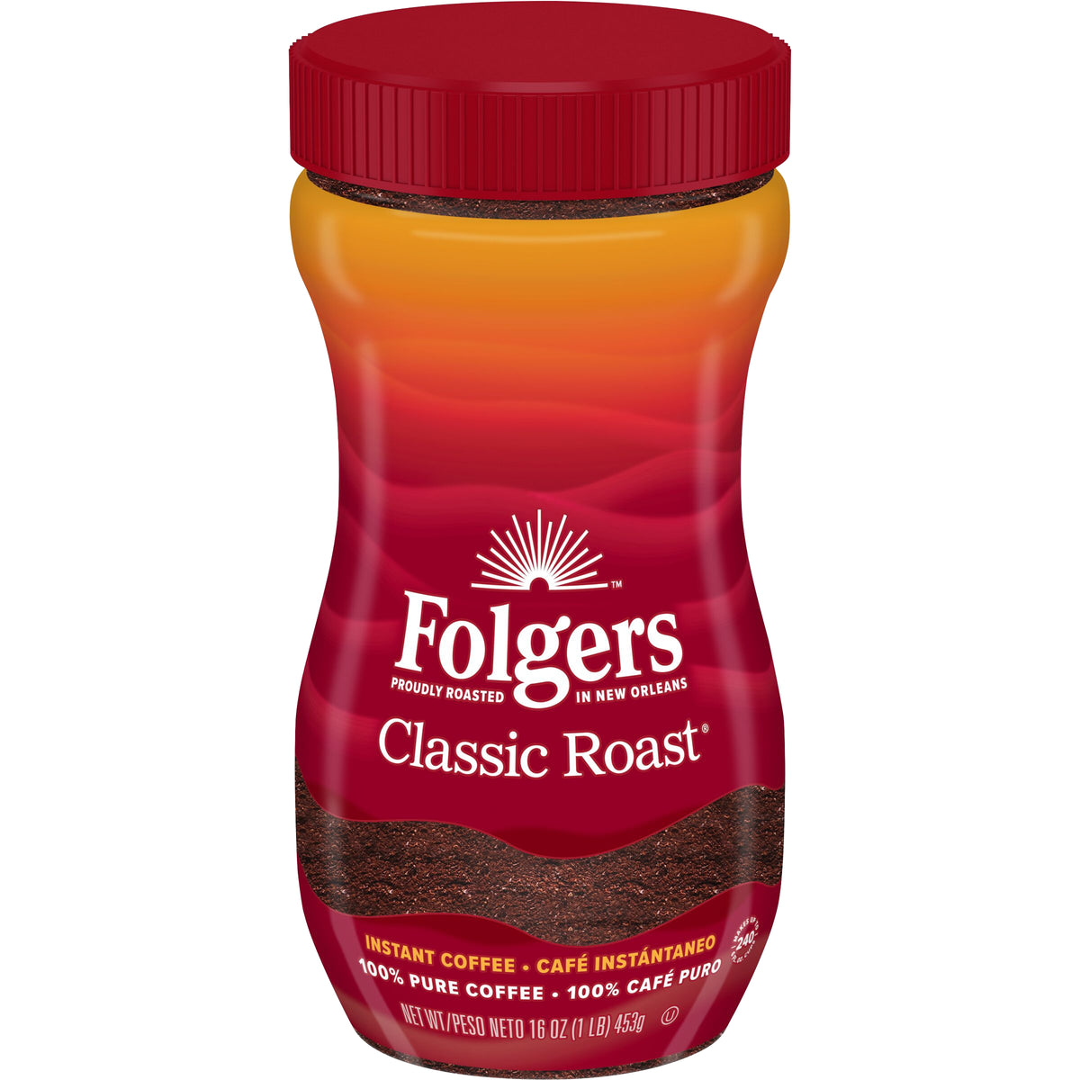 Folgers Instant Coffee Crystals, Classic, Medium Roast, 16 oz — original product image 1 of 2