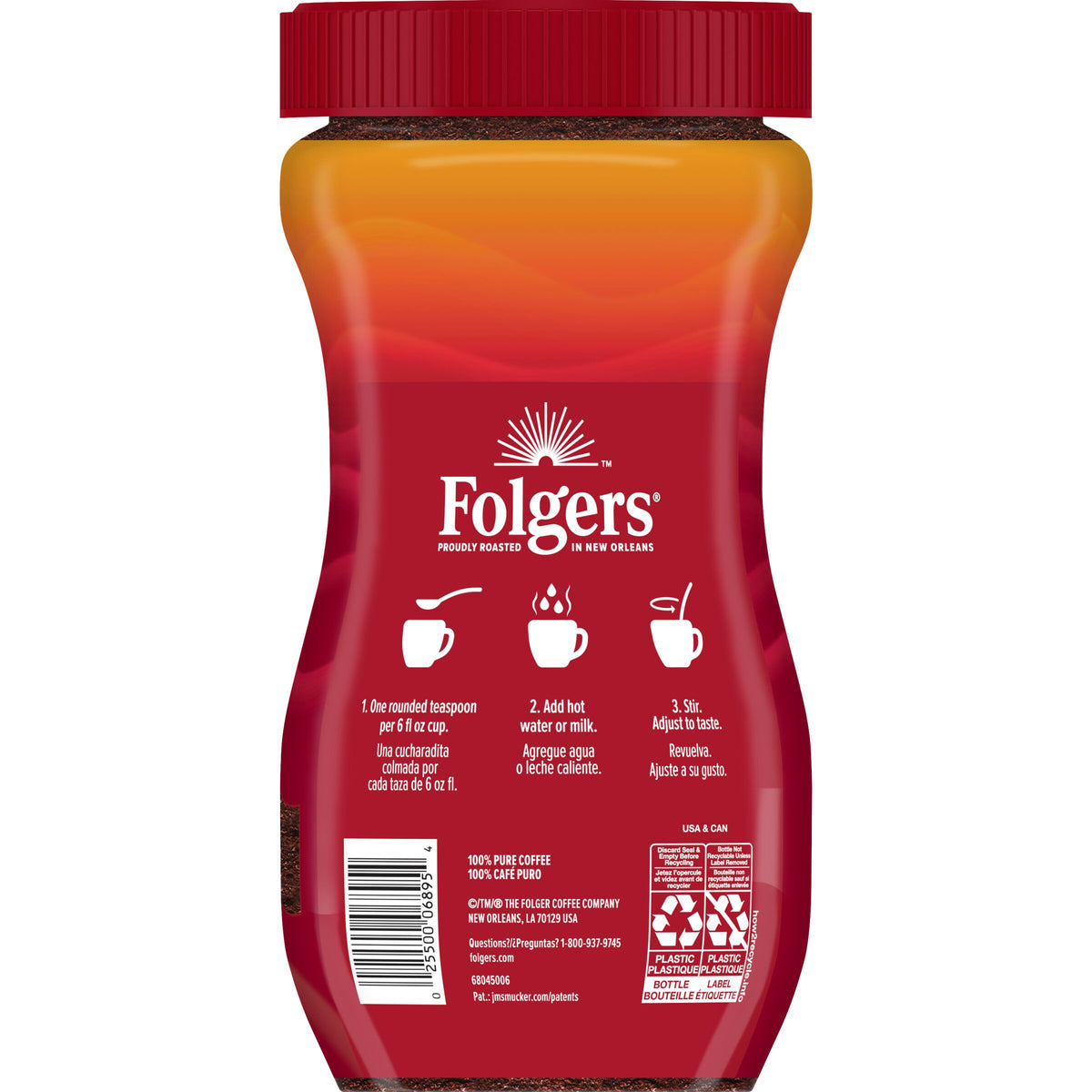 Folgers Instant Coffee Crystals, Classic, Medium Roast, 16 oz — original product image 2 of 2
