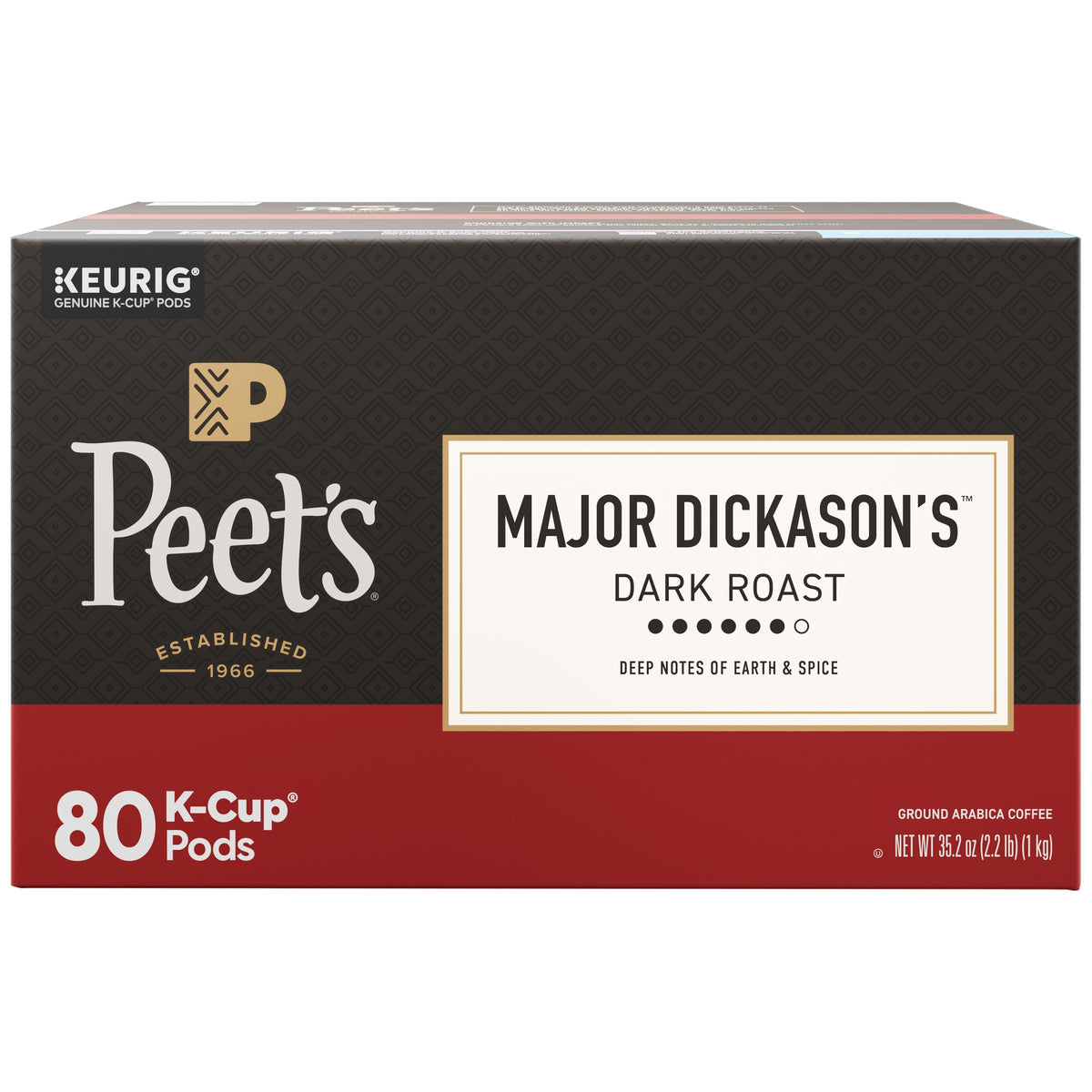 Peet's Coffee Major Dickason's, Dark Roast, Keurig K-Cup Pods, 80 ct — original product image 1 of 3