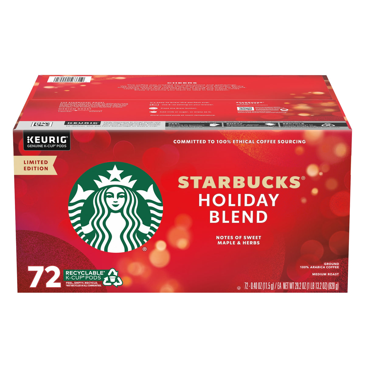 Starbucks Holiday Blend Coffee, Medium Roast, Keurig K-Cup Pods, 72 ct — original product image 1 of 4