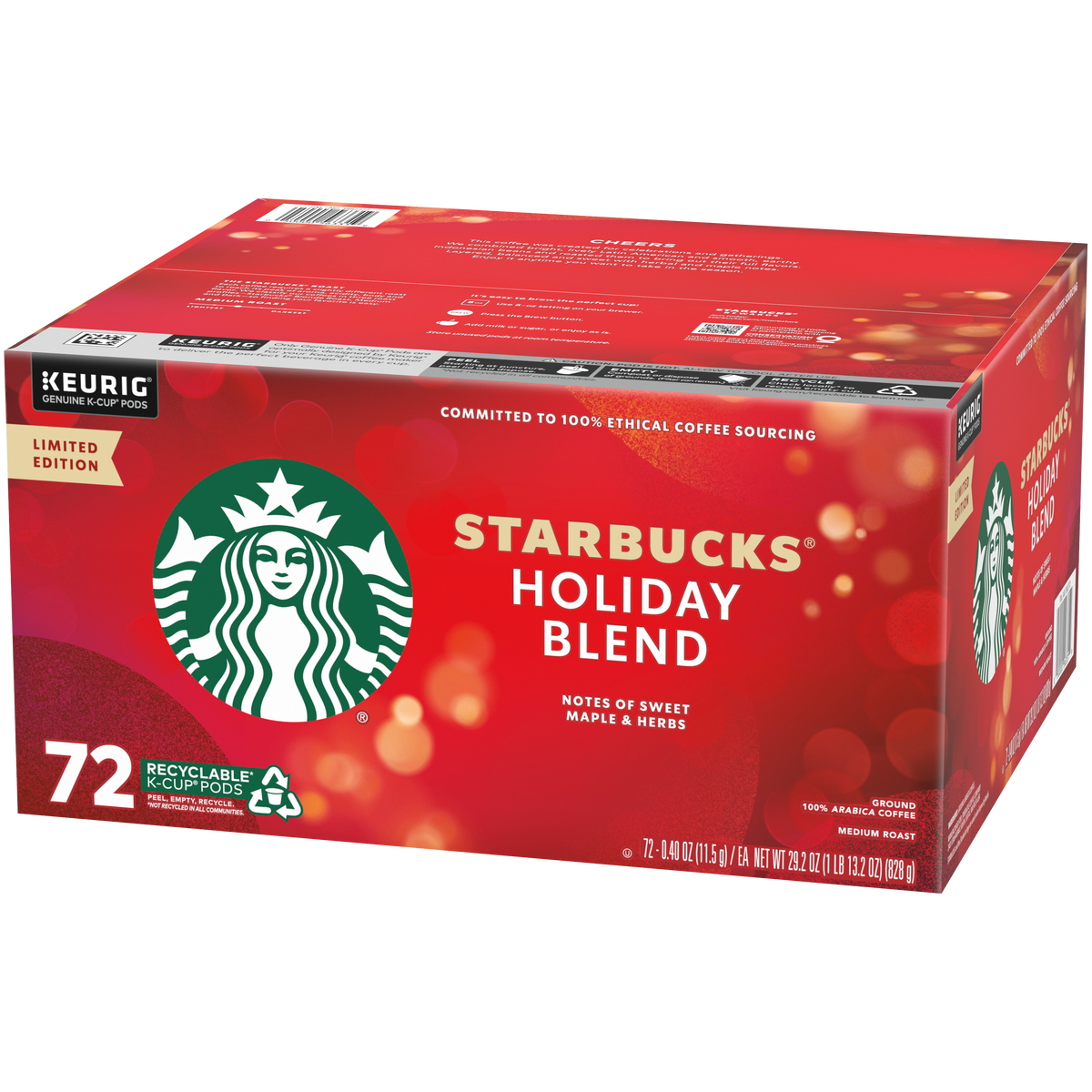 Starbucks Holiday Blend Coffee, Medium Roast, Keurig K-Cup Pods, 72 ct — original product image 4 of 4