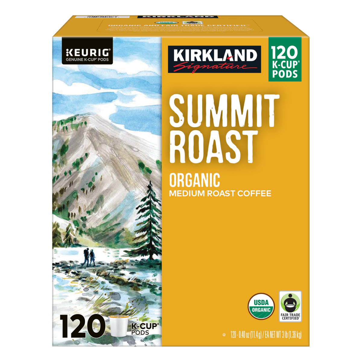 Kirkland Signature Organic Summit Roast Coffee, Medium Roast, Keurig K-Cup Pods, 120 ct — original product image 1 of 4