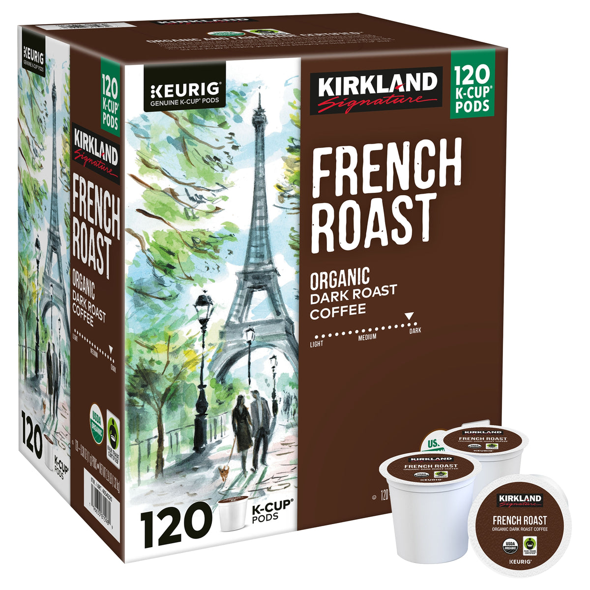 Kirkland Signature Organic French Roast Coffee, Dark Roast, Keurig K-Cup Pods, 120 ct — original product image 2 of 3