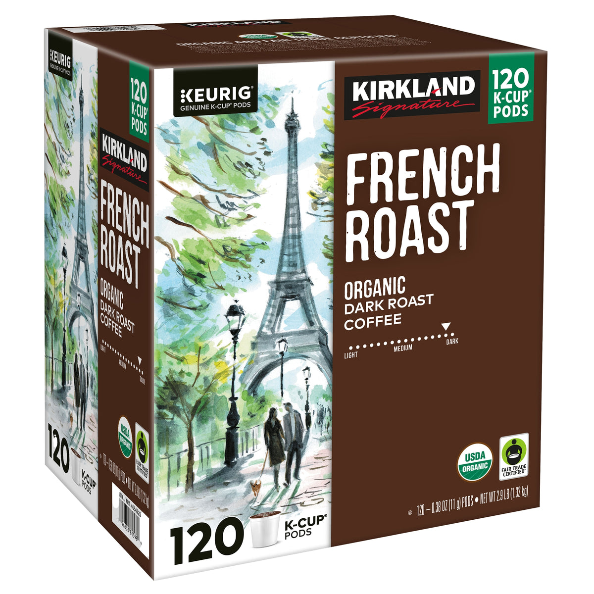 Kirkland Signature Organic French Roast Coffee, Dark Roast, Keurig K-Cup Pods, 120 ct — original product image 3 of 3