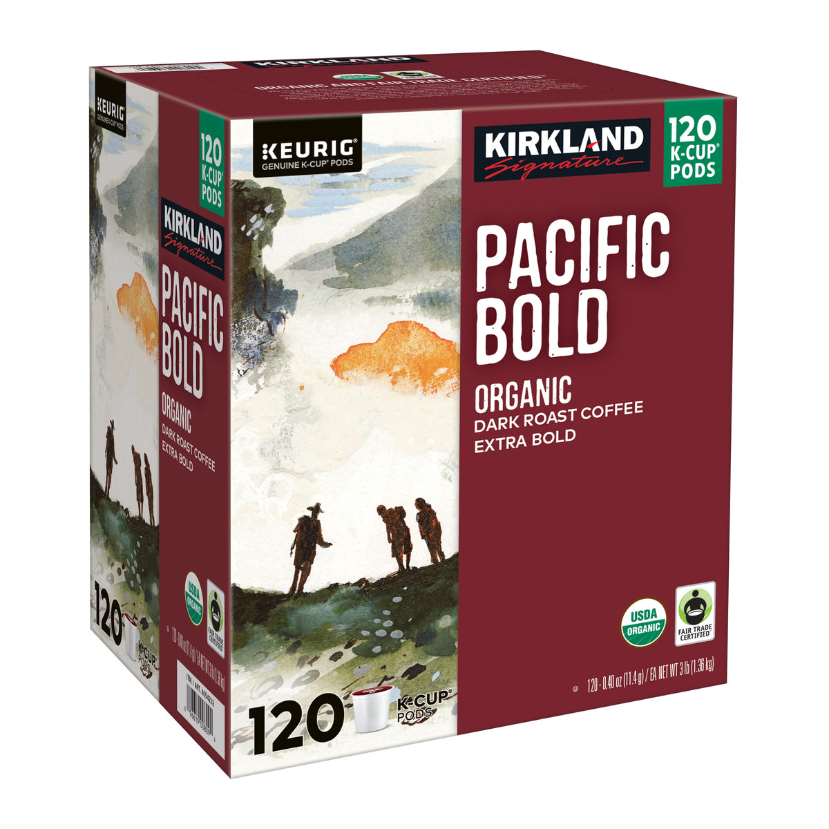 Kirkland Signature Organic Pacific Bold Coffee, Dark Roast, Keurig K-Cup Pods, 120 ct — original product image 2 of 4