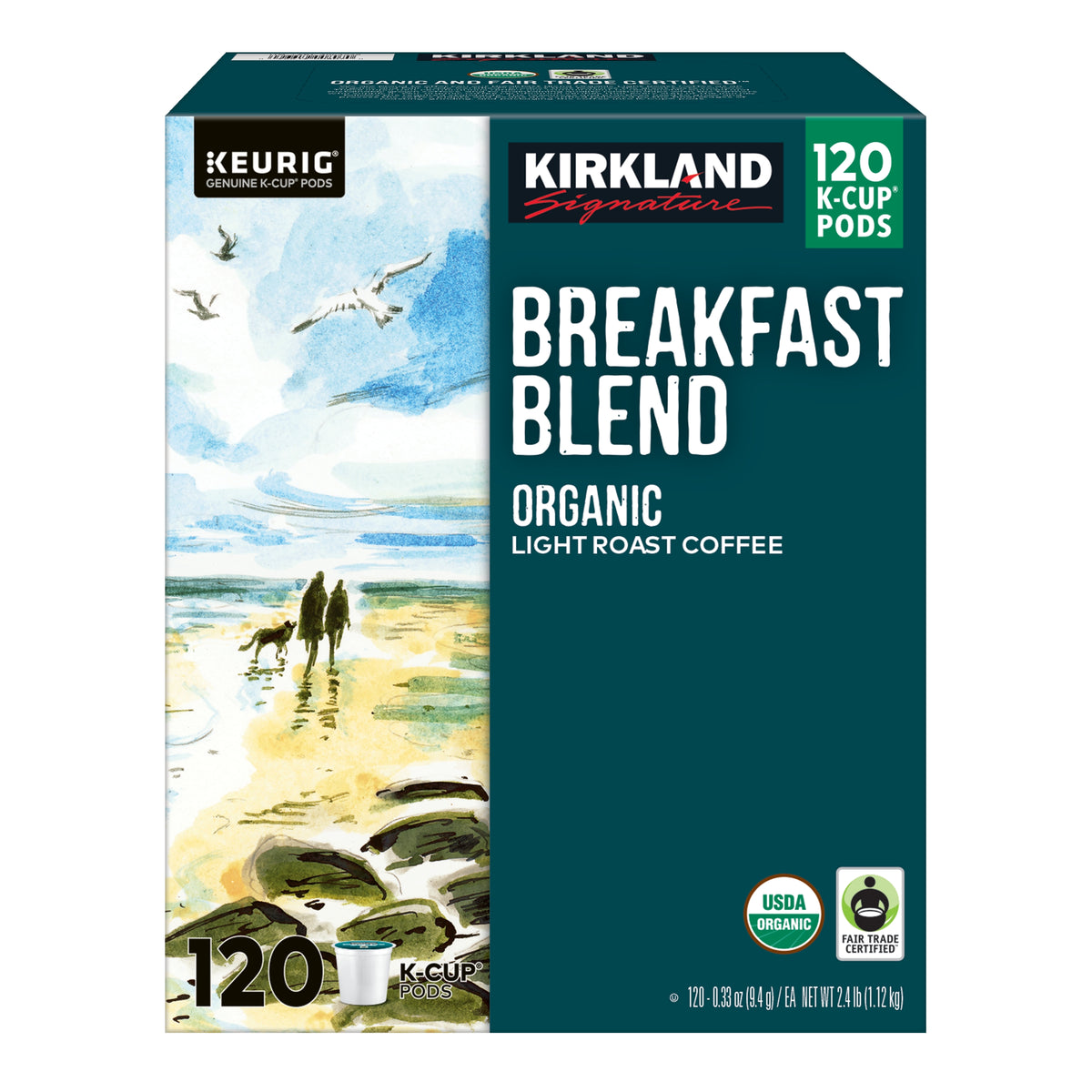 Kirkland Signature Organic Breakfast Blend Coffee, Light Roast, Keurig K-Cup Pods, 120 ct — original product image 1 of 4