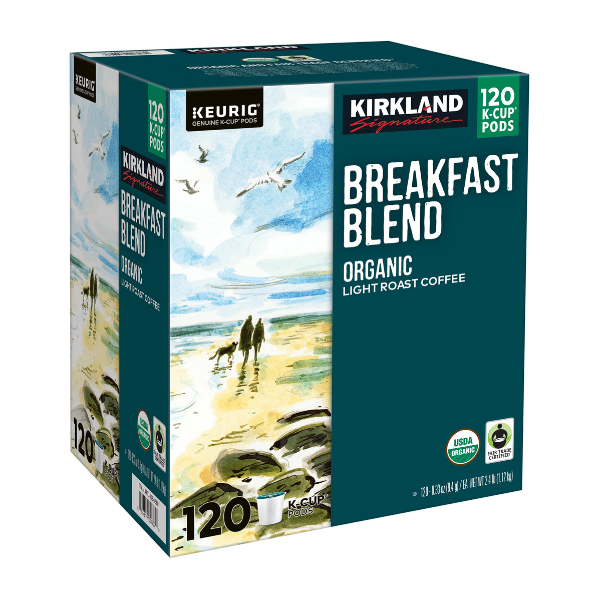 Kirkland Signature Organic Breakfast Blend Coffee, Light Roast, Keurig K-Cup Pods, 120 ct — original product image 2 of 4