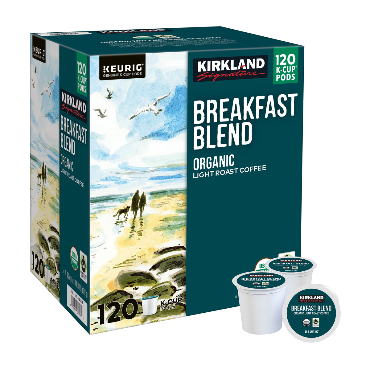 Kirkland Signature Organic Breakfast Blend Coffee, Light Roast, Keurig K-Cup Pods, 120 ct — original product image 3 of 4