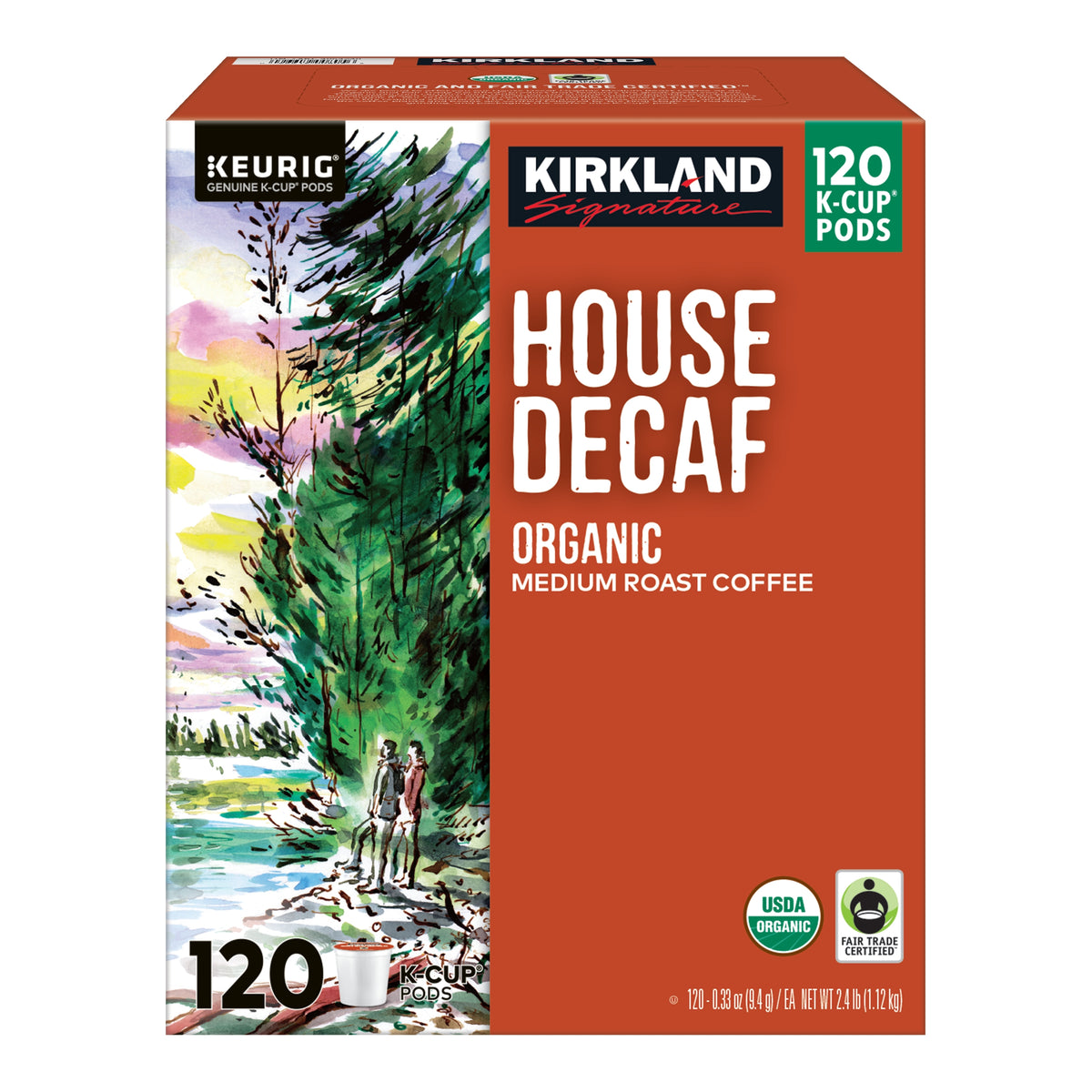 Kirkland Signature Organic House Decaf, Medium Roast, Keurig K-Cup Pods, 120 ct — original product image 1 of 4