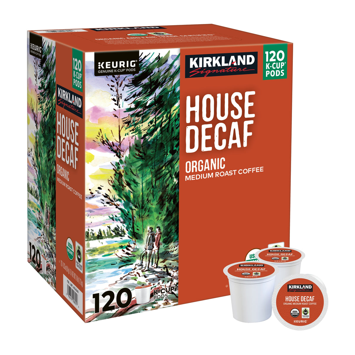 Kirkland Signature Organic House Decaf, Medium Roast, Keurig K-Cup Pods, 120 ct — original product image 3 of 4