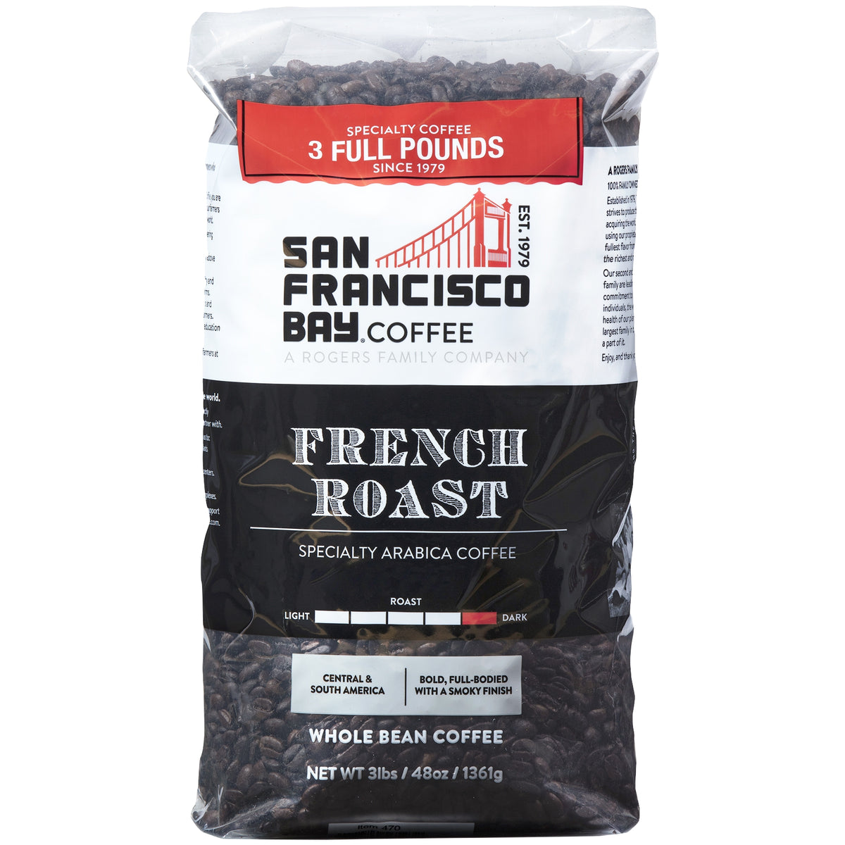 San Francisco Bay Whole Bean Coffee, French Roast, 3 lbs — original product image 1 of 2
