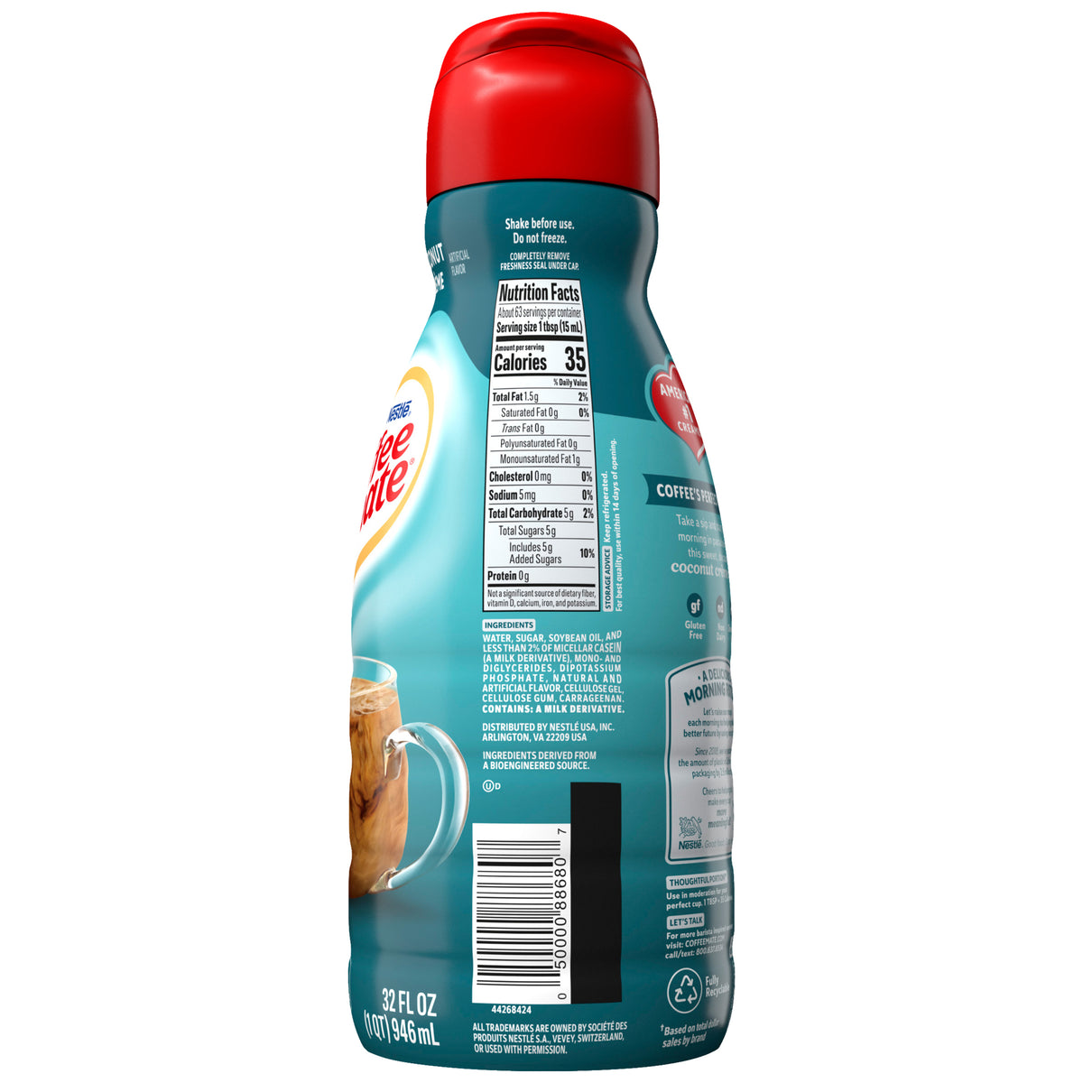Coffee mate Liquid Coffee Creamer, Non-Dairy, Coconut Cream, 32 fl oz — original product image 2 of 3