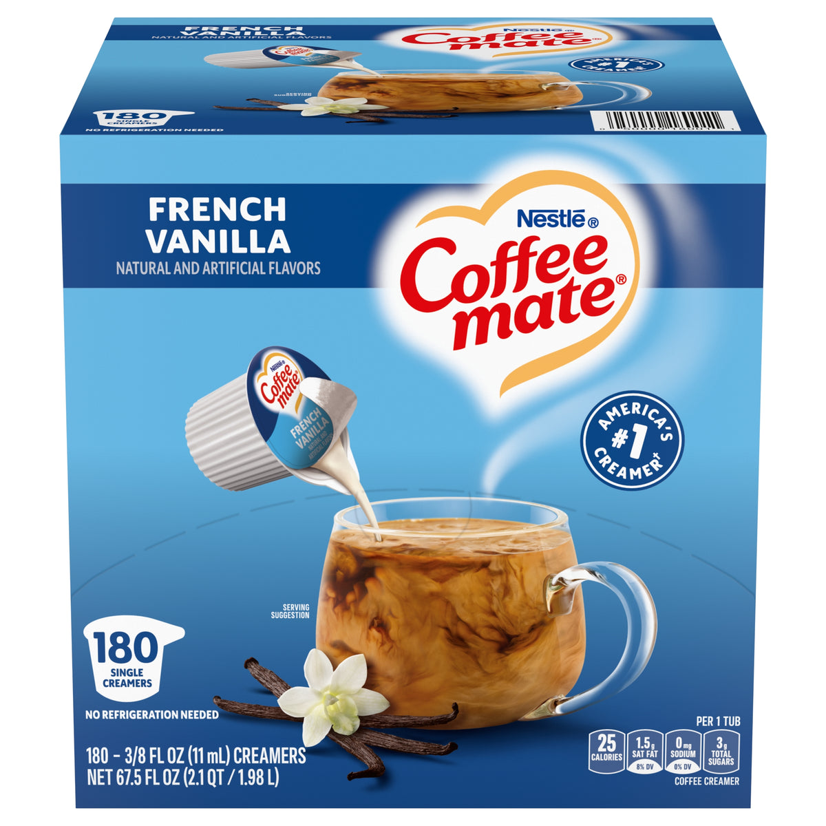 Coffee mate Liquid Coffee Creamer Singles, Non-Dairy, French Vanilla, 0.38 fl oz, 180 ct — original product image 1 of 3